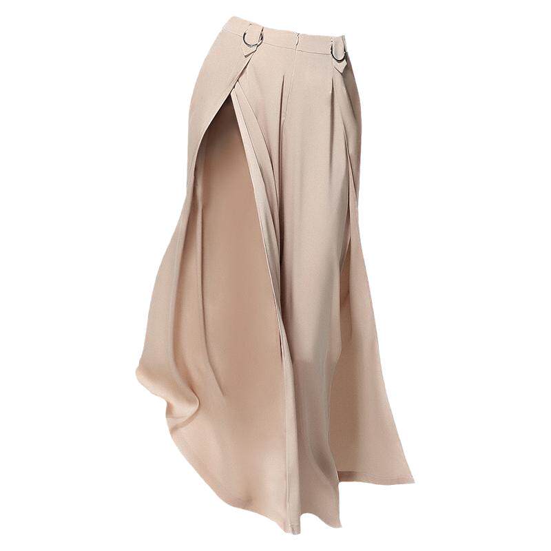 拓美2026夏装新款重磅真丝休闲裤女 高开衩阔腿九分裤桑蚕丝裙裤