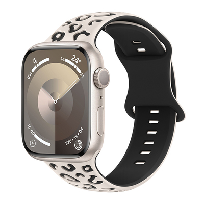 适用iwatch表带硅胶可爱豹纹