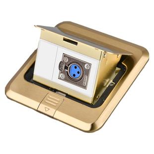 弹起式不锈钢金色五孔卡侬话筒地板插座三芯公母卡农麦克风地插座