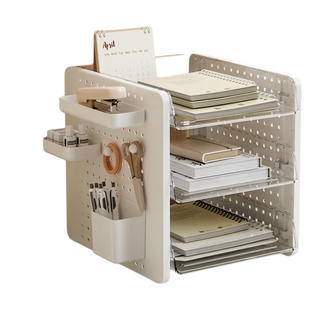 桌面洞洞板书本收纳架学生书桌收纳神器办公室工位文件A4纸置物架