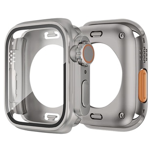 适用苹果手表iwatchs11秒变保护壳ultra壳膜一体表壳s10s9/s8防水s7高端钛金色s6金属apple watch改装保护壳