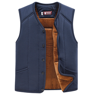 内蒙古驼绒马甲男士中老年冬季加绒加厚马夹爸爸保暖背心爷爷坎肩