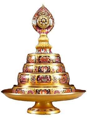 珐琅彩曼扎盘纯铜修盘曼扎盘黄铜