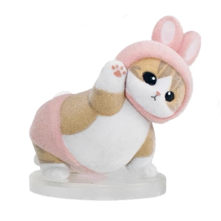 日本mofusand兔子服排排站扭蛋万代植绒猫咪可爱造型摆件生日礼物