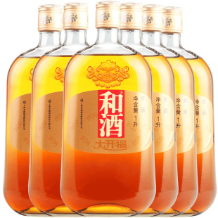 和酒 上海老酒 大开福五年陈1000ml*6瓶整箱海派特型半干黄酒 5年