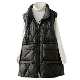 加肥加大码宽松马甲女230斤羽绒棉中长款棉衣坎肩外套上衣女潮