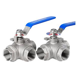 304不锈钢三通球阀带开关内牙L/T型一进二出内丝阀门开关6分4分1