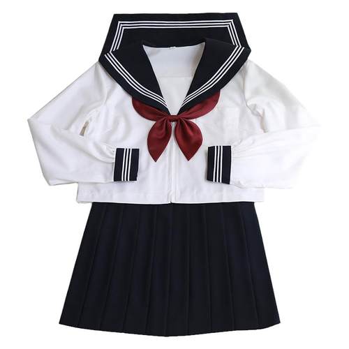 春秋日系正版jk制服校供感基础款白三本水手服套装学院风文艺少女
