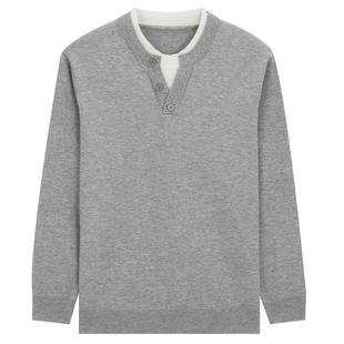 Mind Bridge【绵羊毛】2026年春美式休闲针织男士纯色假两件毛衣