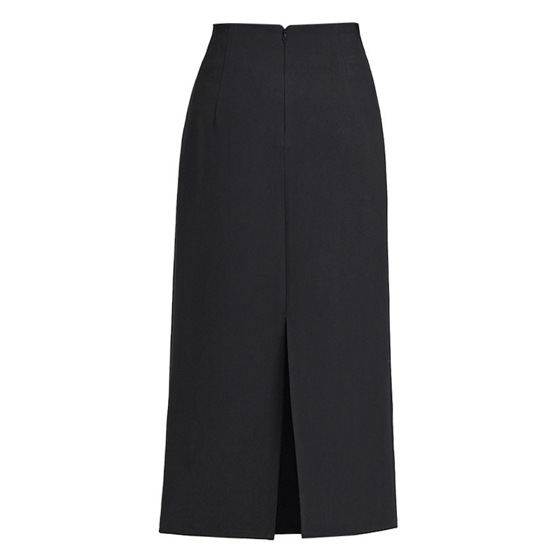 黑色职业西装半身裙春秋款高腰修身显瘦直筒包臀中长款开叉一步裙