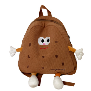 曲奇饼干小书包女丑萌灯芯绒小众卡通毛绒可爱双肩包秋冬少女背包