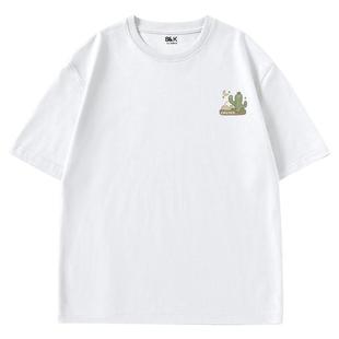 班尼路S&K白色短袖男夏季新款纯棉宽松半袖简约潮流学生印花T恤A