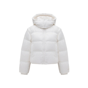 GUESS【秀智明星同款】简约可拆卸袖两穿绗缝连帽羽绒服