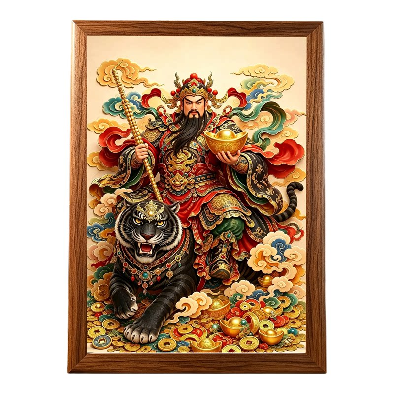 武财神赵公明招财相框装饰挂画