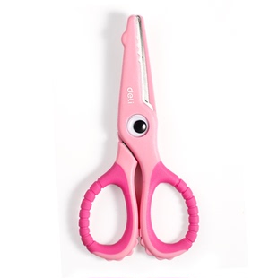 得力花边剪刀儿童宝宝剪刀安全手工制作diy波浪线锯齿幼儿园美工美术手帐专用学生便携式形状剪花齿花型剪刀