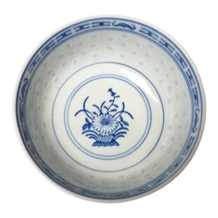 包老/景德镇567老厂瓷/不烫手高温釉下彩青花玲珑4.5英寸直口饭碗
