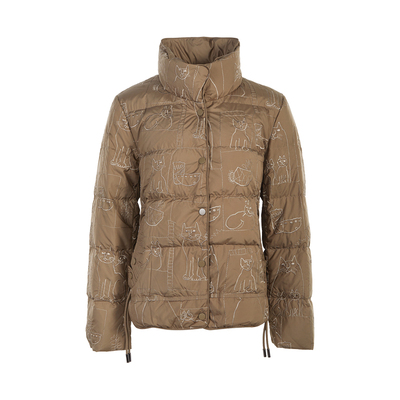 渔牌女羽绒服2025年新款秋冬白鸭绒短款绣花羽绒立领外套FGHC5009