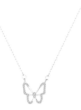 气质简约银色蝴蝶项链女