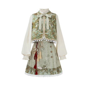 半身裙女装春秋日常套装国风汉元素马甲小个子减龄学生新中式短裙