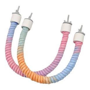 鸟用品玩具鹦鹉攀爬绳可塑形站杠站架炫彩渐变彩色双头螺丝固定