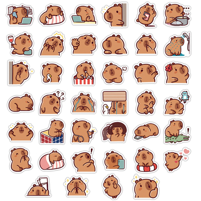 40张呆萌卡皮巴拉装饰防水贴纸