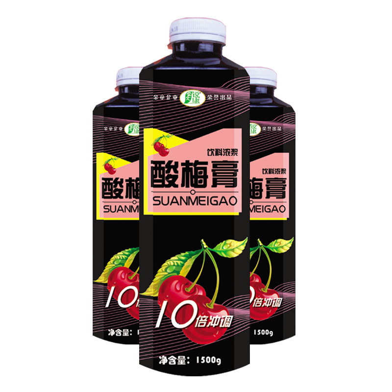 普及1.5kg12瓶金童锐康酸梅膏汁酸梅汤乌梅山楂果汁饮料浓浆包邮