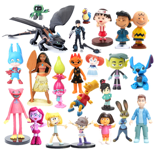 卡通朱迪拉娜摆件宾果罗利模型波比米沙周边莫阿娜大眼怪Q版朵拉