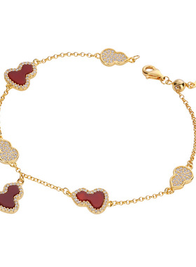 新中式S925纯银红玛瑙葫芦手链女精致显白贝壳手饰