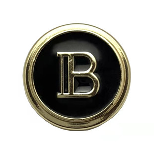 复古风英文字母B金属纽扣 圆形金色银色扣子大衣风衣毛呢子手缝扣