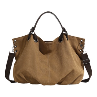 URUM2025新款美式工装通勤大包包斜挎帆布手提包男女大容量托特包