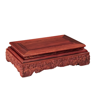 红木雕刻工艺品佛像观音财神摆件长方形花瓶盆景奇石底座实木托架