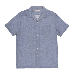 包邮 S码 班尼路短袖衬衫男纯色亚麻透气休闲衬衣古巴领 88104046