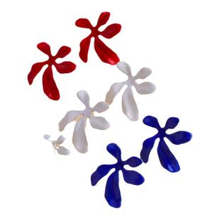 简约个性气质银针花朵夸张感耳环中古红蓝白色鸢尾花耳饰珐琅耳钉