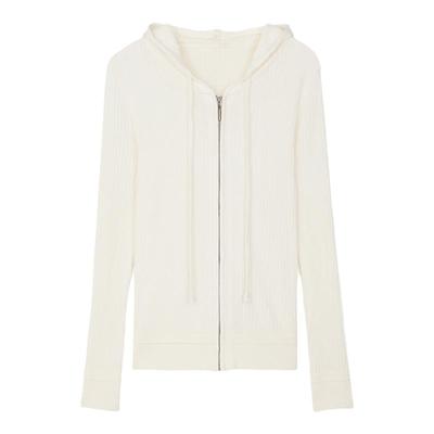 ROCO舒适薄款羊毛连帽针织开衫