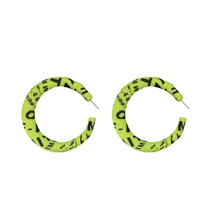 新款欧美绿色复古大耳环女时尚气质夸张耳圈高级感港风荧光绿耳饰