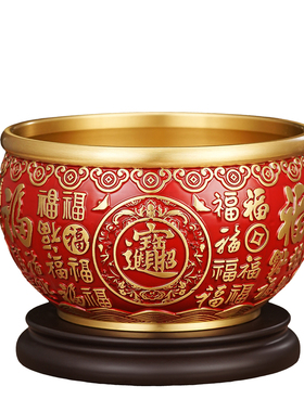 聚善缘百福铜聚宝盆招财装饰摆件