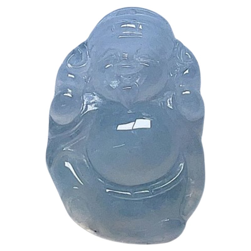 天然翡翠冰种小财神乳白一点淡绿