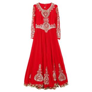 新疆舞演出服高档款连衣裙套装民族特色舞服维吾尔族女士大摆长裙