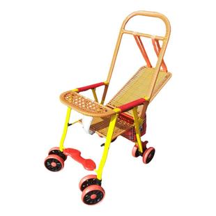 婴儿竹藤推车轻便四季仿藤宝宝手推车可躺折叠竹编藤椅儿童小推车
