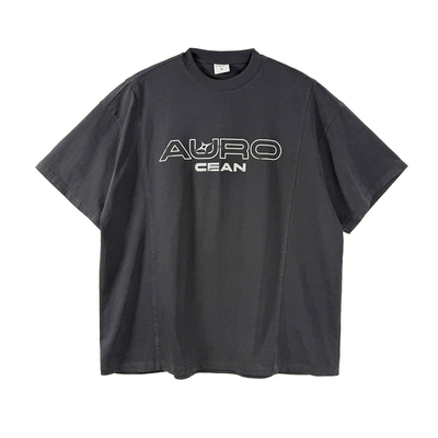 Aurocean 水洗黑油墨印花短袖T恤 320克重磅纯棉宽松大版t