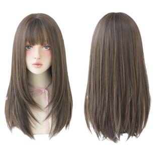 整顶假发女中长碎发逼真自然全头套隐形长直发空气刘海蓬松假发套