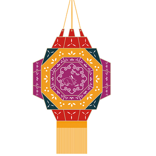 非遗文创传统古风无骨八卦花灯汉服手提摄影中秋元宵礼手工材料包