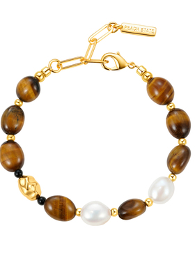 PEACHSTATE天然石虎眼石珍珠项链