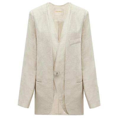 COCOBELLA假两件贡针亚麻西装