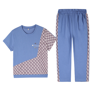 时尚妈妈夏天休闲运动服套装女2026年新款洋气宽松大码女装两件套