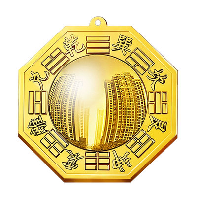 八卦镜凸镜纯铜家用大门口挂件窗户九宫太极平面凹镜摆件黄铜反射