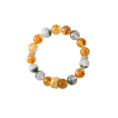 摩邦珠宝路路生花-黄塔晶绿幽灵水晶手链百搭礼物