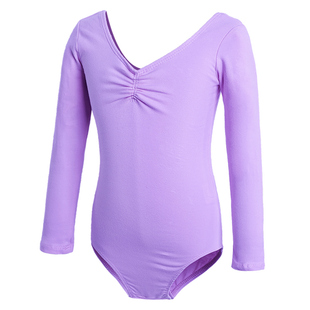 儿童舞蹈服秋冬女童专用练功服中国舞芭蕾舞服紫色加绒长袖形体服
