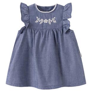 babylove女宝宝连衣裙夏季薄款纯棉色织法式洋气裙子小飞袖背心裙