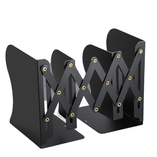 可伸缩金属书立书立架带笔筒书架桌面折叠固定书本收纳架一体书挡板书夹小学生用桌上初高中生创意放书收缩架